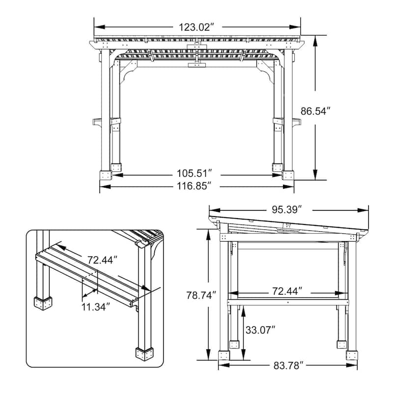 VEIKOUS Wood BBQ Grill Gazebo with Steel Roof for Patio Garden Backyard and Lawn
