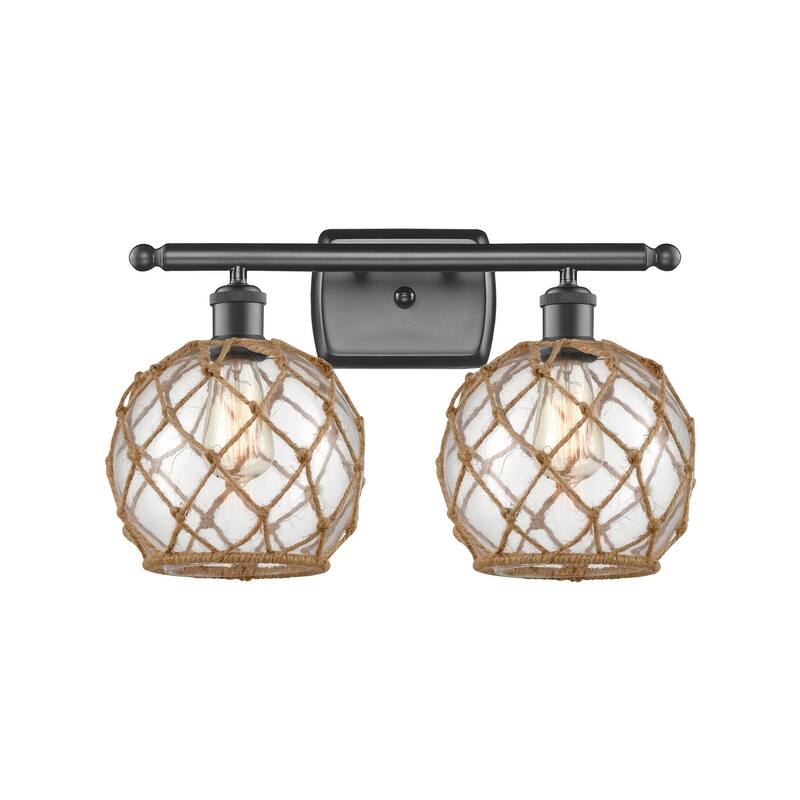 Innovations Lighting Farmhouse Rope 2 Light 16" Wide Bathroom Vanity - Oil Rubbed Bronze / Clear / Black