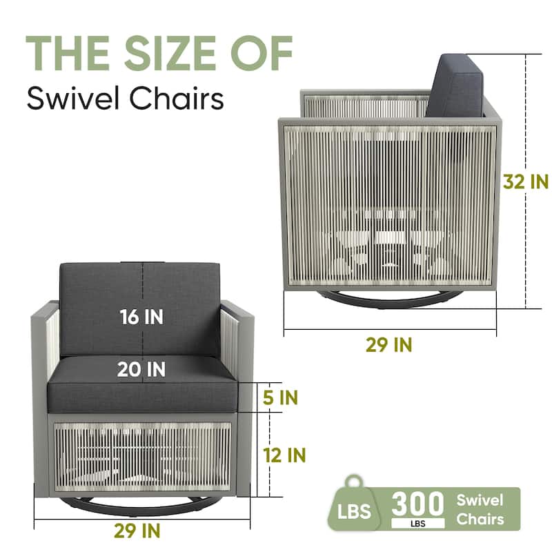 Pocassy 5 Inch Outdoor Swivel Chairs Set of 2