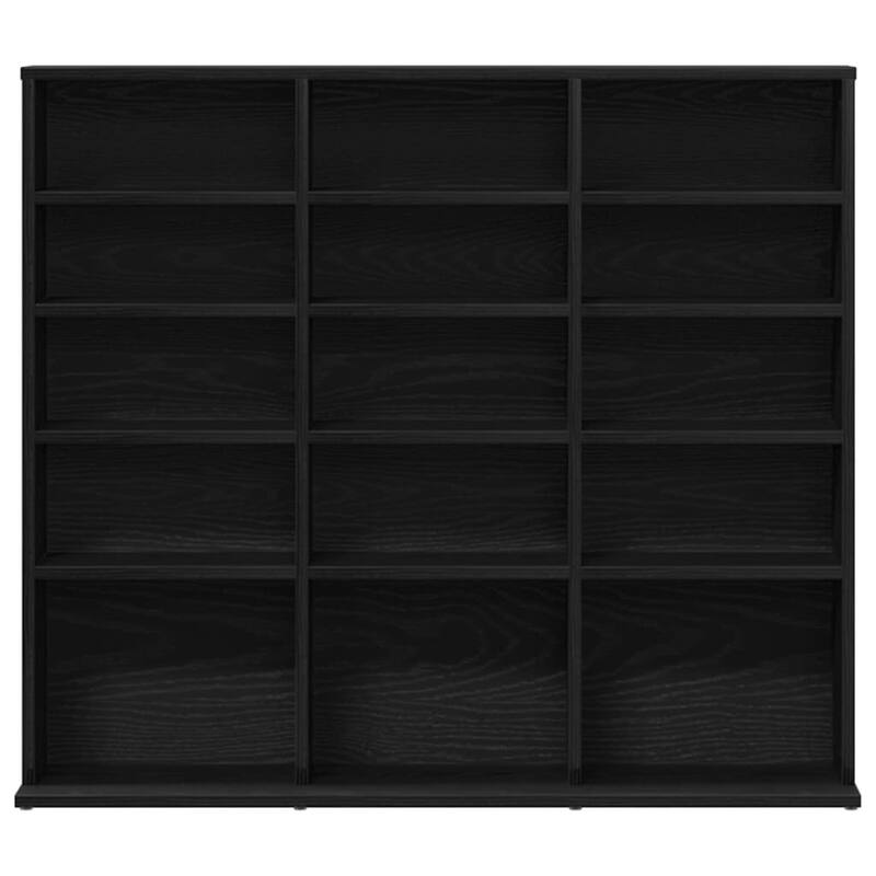 vidaXL CD Cabinet Black Oak Engineered Wood Medium CD Cabinet - 9.1 x 39.6 x 35.2 in