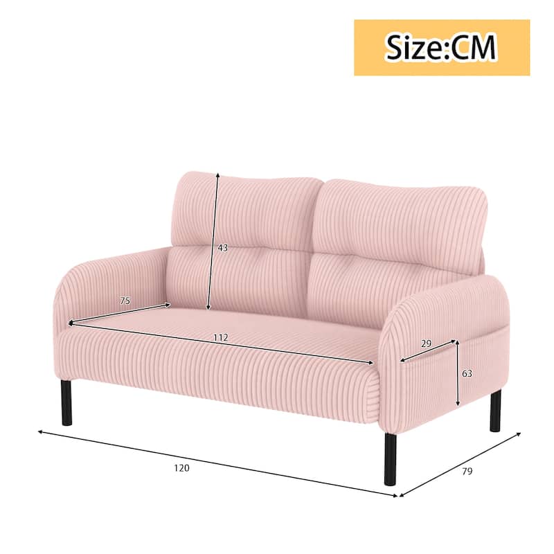 Corduroy Fabric,Comfortable Monochrome Double Sofa,Suitable For Living Rooms And Bedrooms