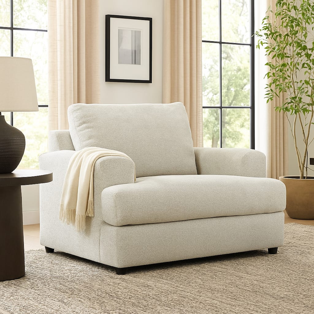 Tren Oversized Sofa Chair | Textured Beige Pillow Back | Deep Seat Cushion