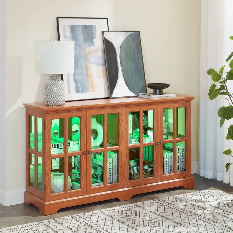 LED Curio Display Cabinet Antique Display Cabinet with Glass Doors
