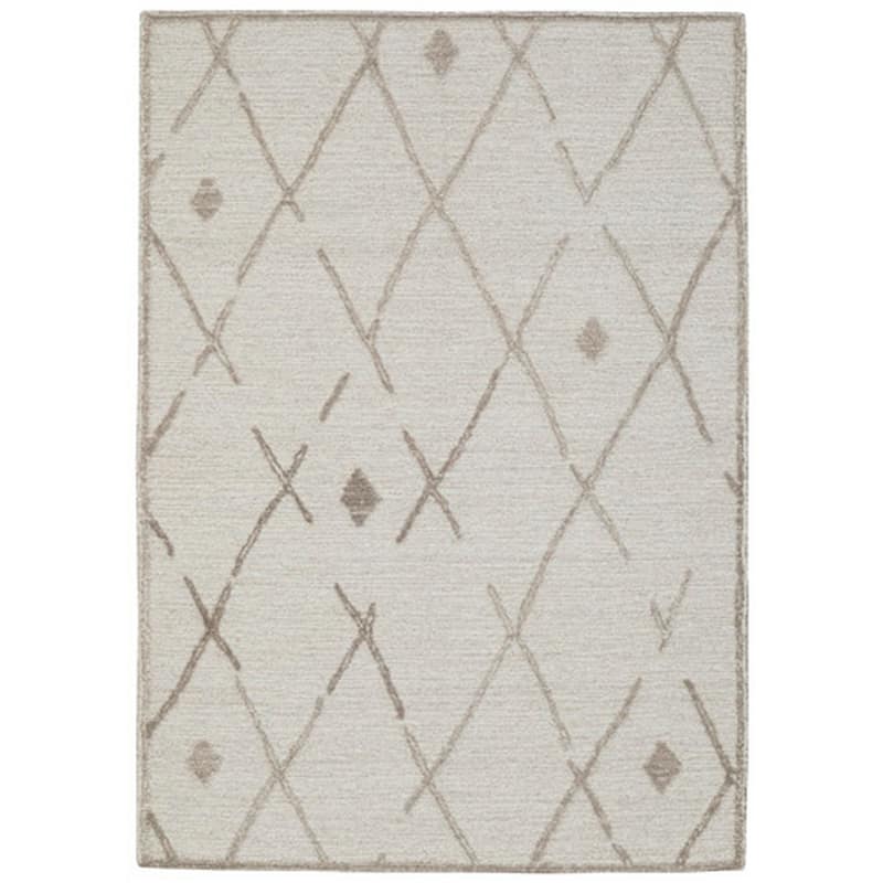 Hima 8 x 10 Area Rug, Geometric Pattern, Hand Tufted Gray Wool Cotton Back - 8 x 10