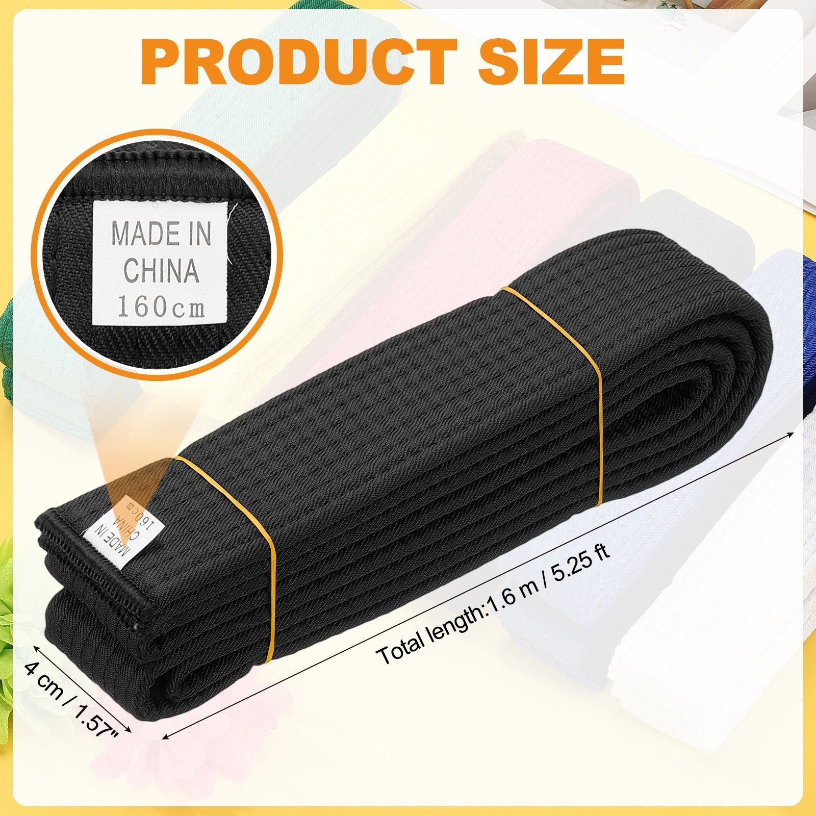 Karate Belt, Martial Arts Ranking Belts Solid Cotton Double-Layered Core Long Soft Training Equipment