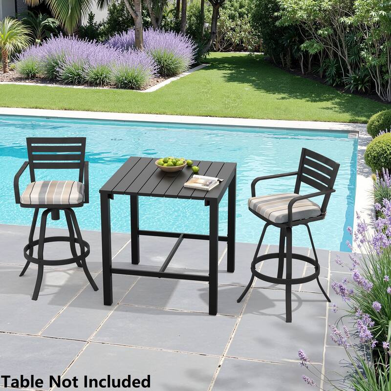 Outdoor Aluminum Swivel Bar Stools Sunbrella Textilene Sling Patio Barstools