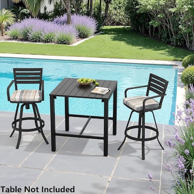 Outdoor Aluminum Swivel Bar Stools Sunbrella Textilene Sling Patio Barstools