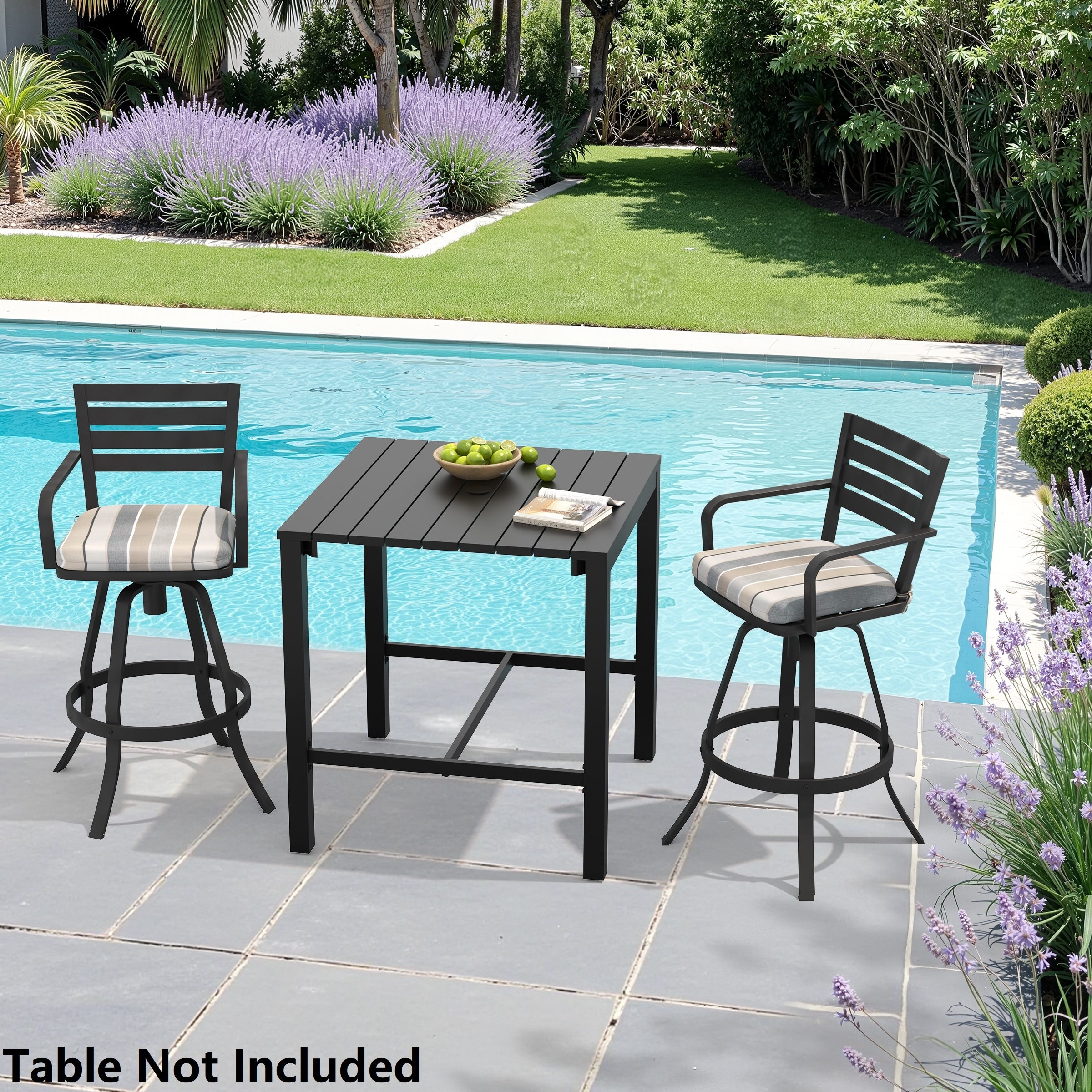 Outdoor Aluminum Swivel Bar Stools Sunbrella Textilene Sling Patio Barstools