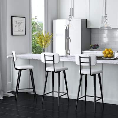 Saddle Genuine Leather Rectangular 26" Counter Stool