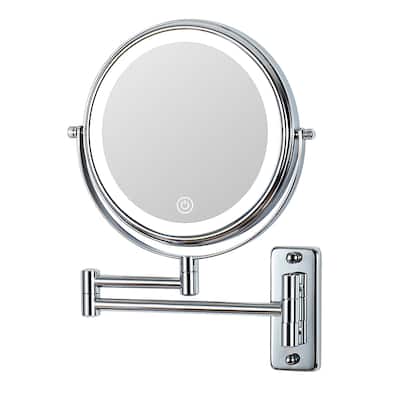 Wall Mounted Makeup Mirror Lighted 10X Magnifying 8" 3 Color Mode