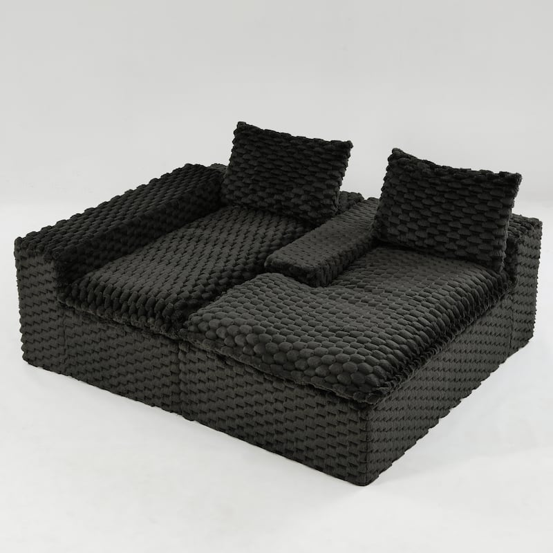 L-Shaped Sleeper Sectional Sofa Convertible Straight Sofa, Loveseat and Chaise Lounge Set for Living Room