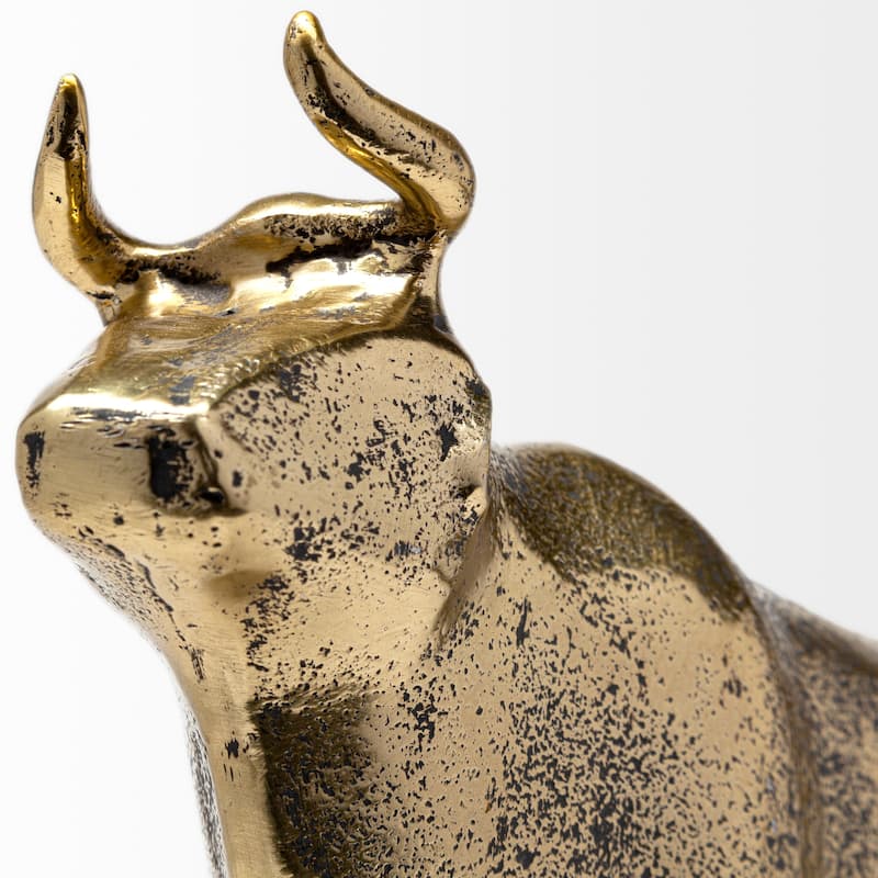 Taurus I Gold Cast Aluminum Bull Decorative Object