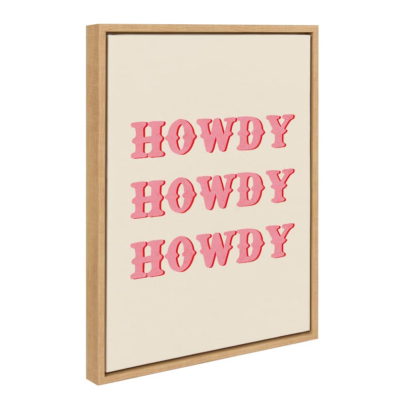 Kate and Laurel Sylvie Howdy Framed Canvas by Tània García - 18x24 - Natural