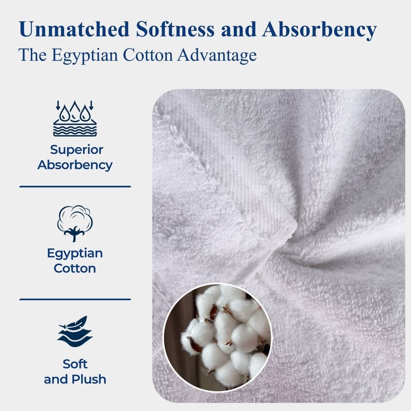 Superior Luxury Egyptian Cotton Bath Towel Set of 4 Ultra Plush, Heavyweight, Absorbent Spa & Hotel Quality Bath Towels Set