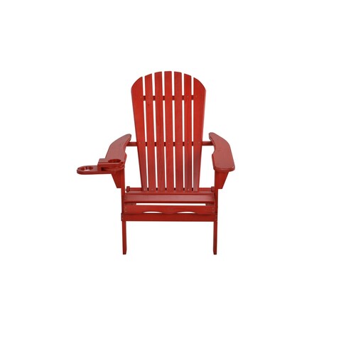 Foldable Adirondack Chair with cup holder, Red