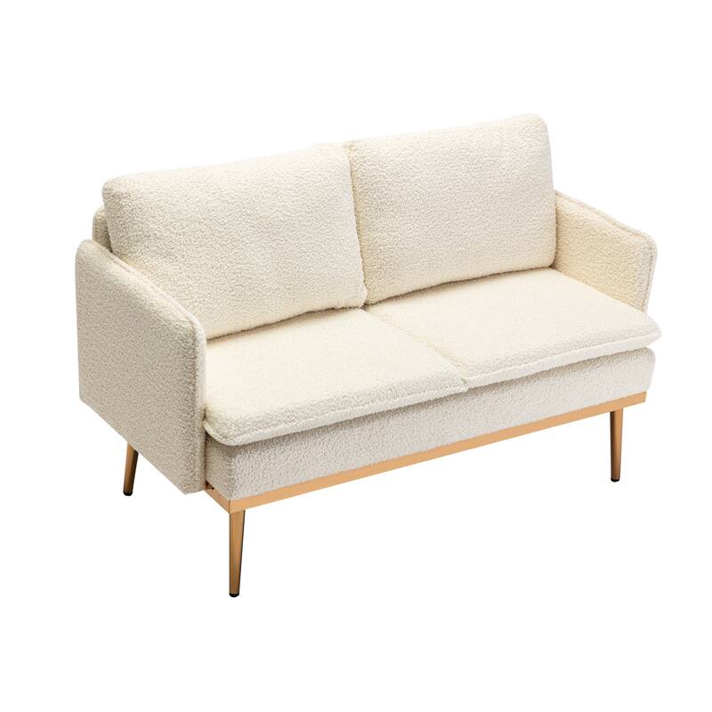 Polyester Upholstered Living Room loveseats sofa With Golden Legs