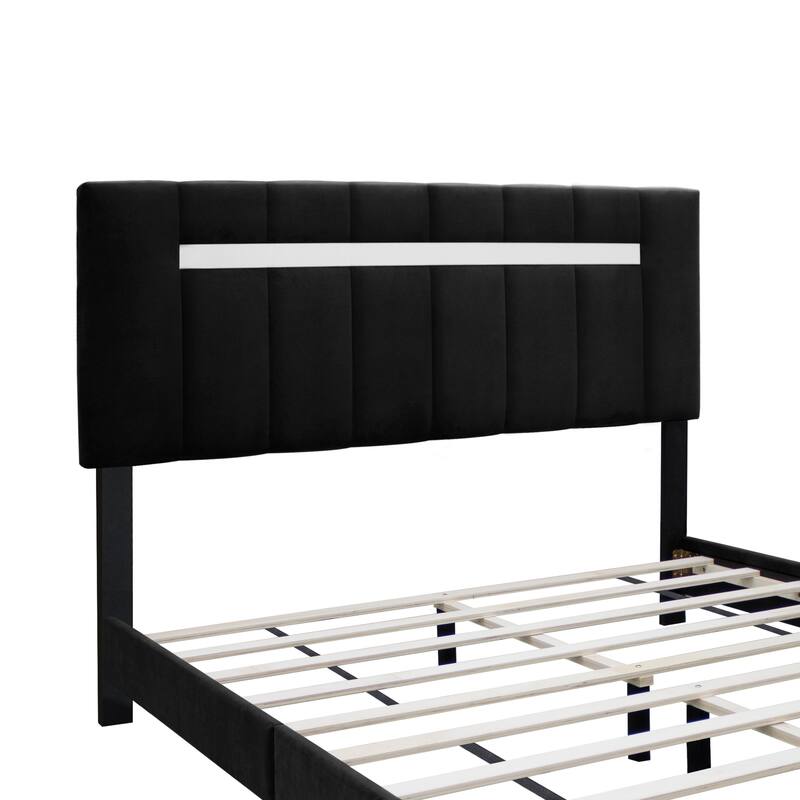Modern Adjustable Velvet Upholstered Bed