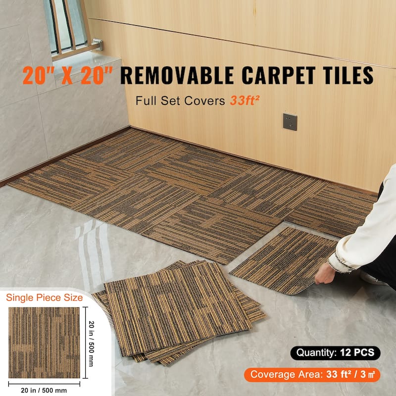 Carpet Tiles Reusable, 20"x 20" Carpet Squares With Padding Attached, Soft Padded Carpet Tiles, Easy Install DIY for Bedroom