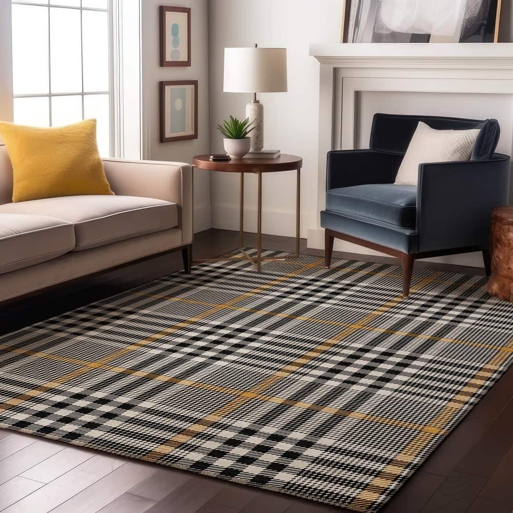 Premium Washable Super Soft Modern Plaid Mayfield Rug