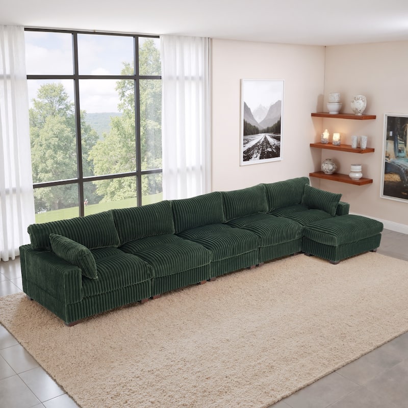 Oversized Plush Modular Sectional Sofa Couch with Ottoman
