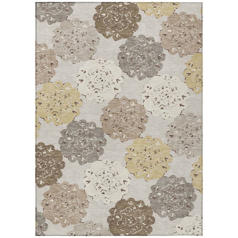 Machine Washable Indoor/ Outdoor Global Motif Chantille Rug