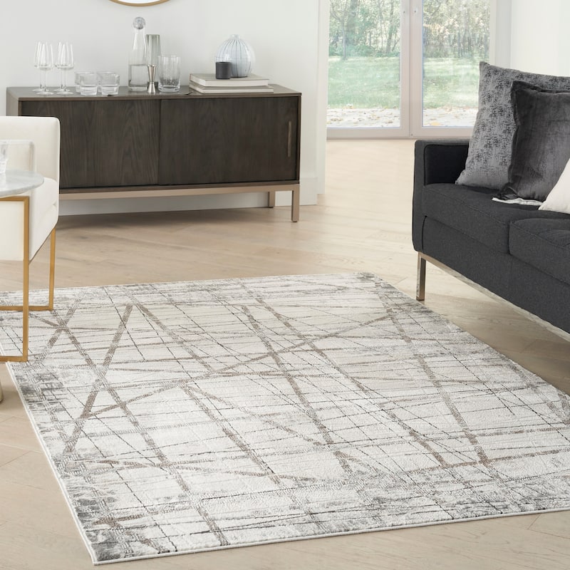 Nourison Desire Indoor Silver Abstract Area Rug