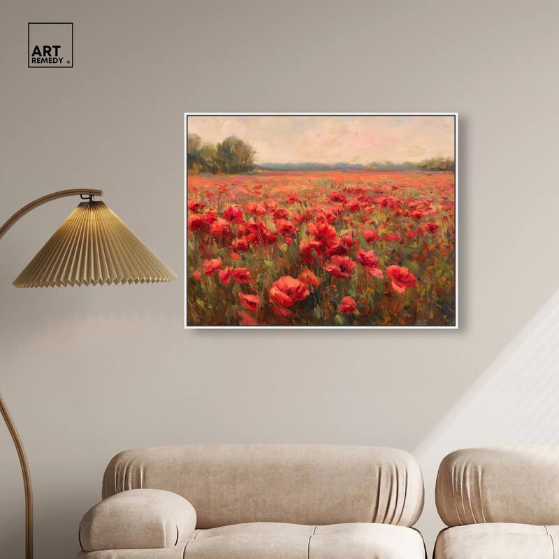 Sea of Red Poppies II Canvas by Art Remedy