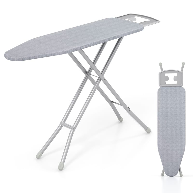 Grey Portable Folding Ironing Board with 7-Level Height Adjustment and Heavy-Duty Carbon Steel Frame - 57" x 15" x 30"-36" - Grey