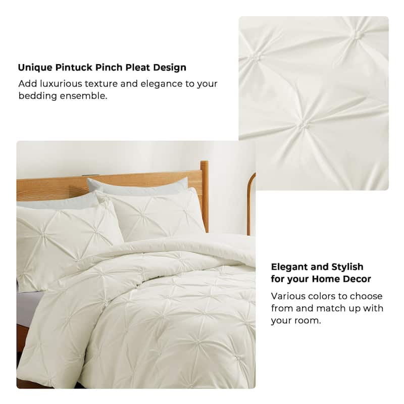 3 Piece Reversible Pintuck Pinch Pleat Bohemia and Tufted Clipped Comforter Set