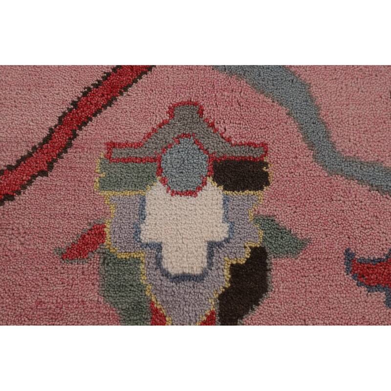 Pink Oushak Indian Area Rug Handmade Wool Carpet - 9'0"x 11'10"