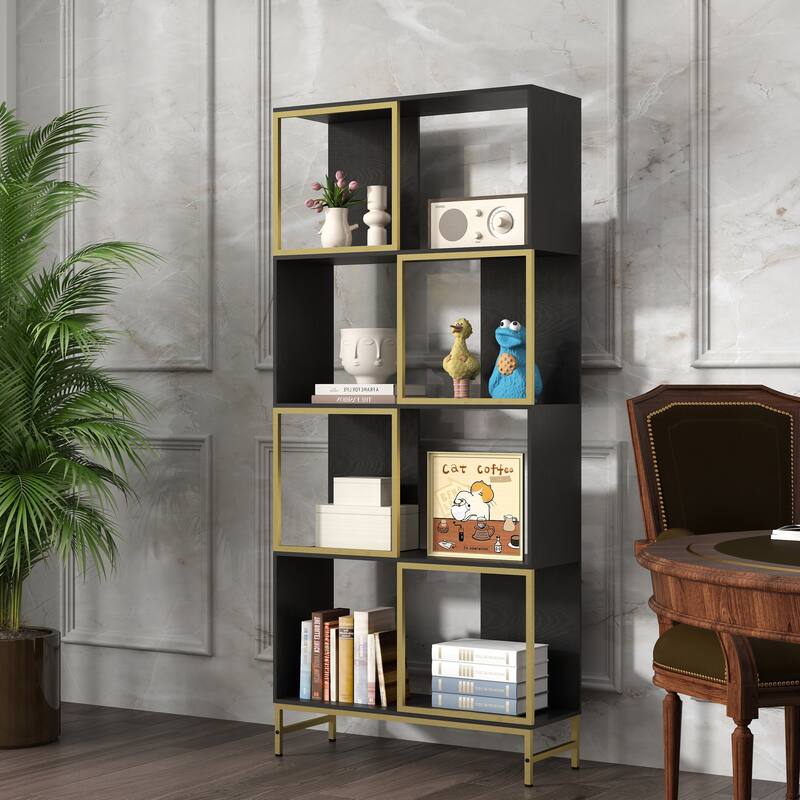 Vintage Storage Rack with Open Shelves 4-Tier Bookcase,Display Wooden Shelves for Living Room,Bathroom,Balcony,Kitchen
