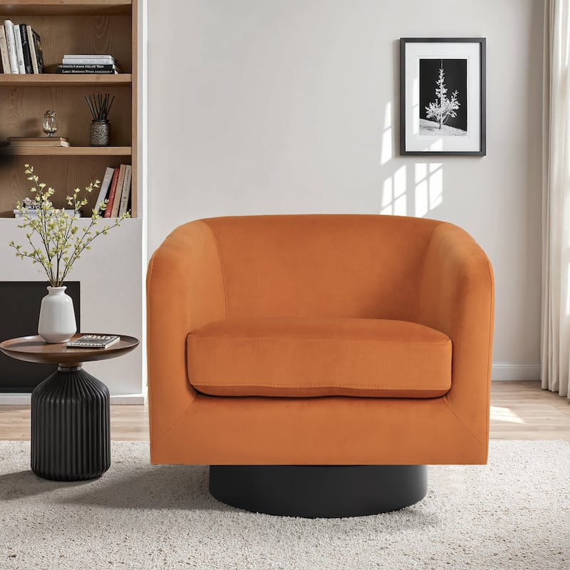 UIXE 360° Swivel Barrel Accent Chair Velvet Armchair For Living Room