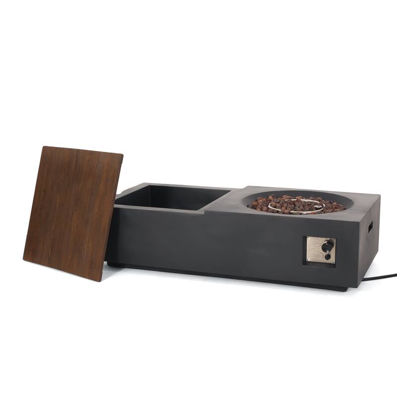 Goliath Lightweight Concrete Outdoor 50,000 BTU Rectangular Fire Pit Table (No Tank Holder) by Christopher Knight Home