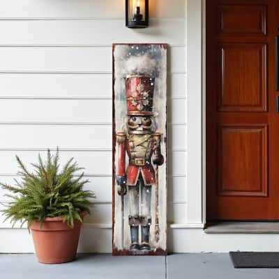 HomeRoots 36" Black Red And White Solid Wood Christmas Nutcracker Porch Sign