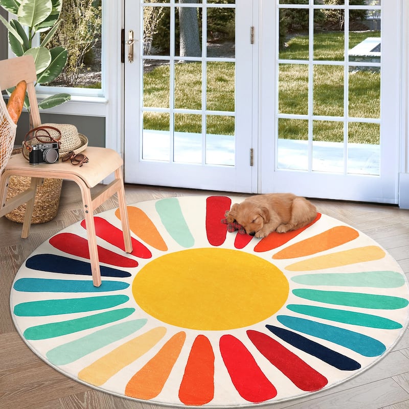 Garvee Rainbow Sol Kids Area Rug