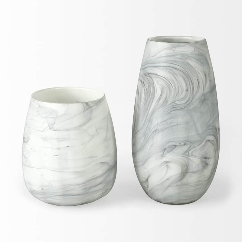 Gray and Cream Marble Design Glass Vase