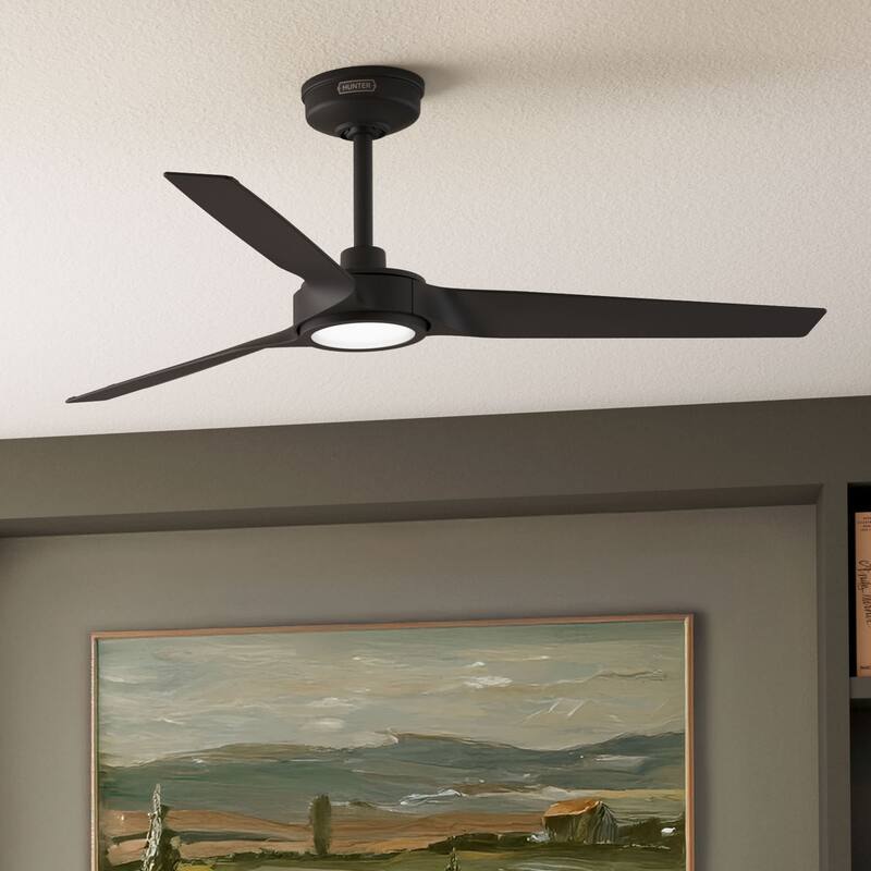 Hunter Zentech Wi-Fi ENERGY STAR Damp Rated Ceiling Fan w/ LED Light and Handheld Remote - Modern & Contemporary - SMART FAN!