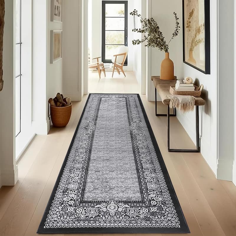 Marissa Collection Black Border Transitional Area Rug