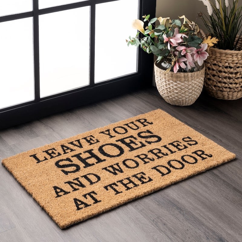 Nuloom Coir Leave Your Shoes and Worries Doormat
