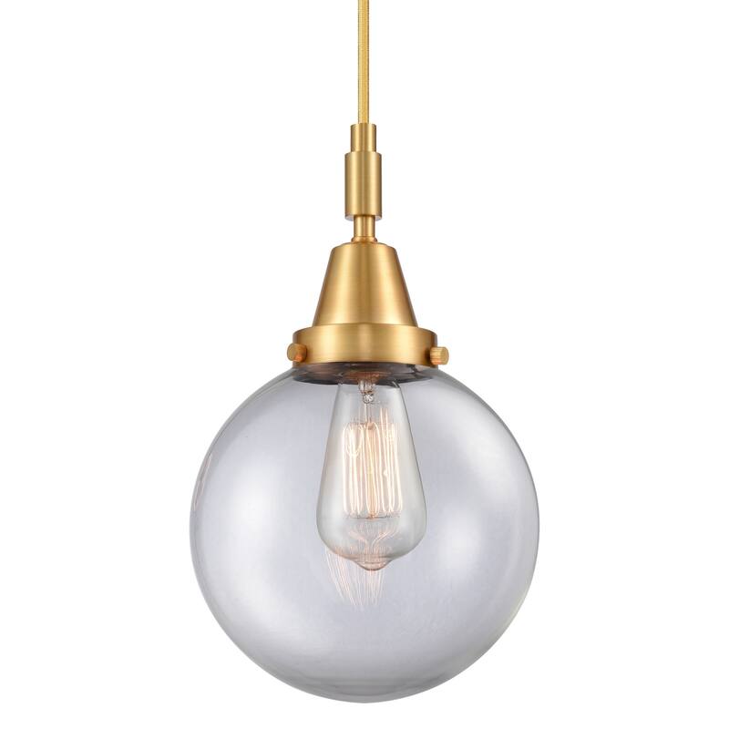 Innovations Lighting 447-1P-G202-8 Beacon 8" Wide Mini Pendant with - Satin Gold