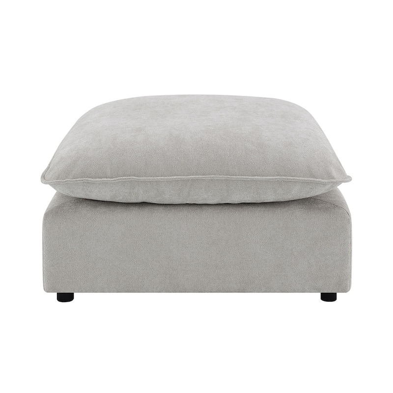 Boucle Fabric Upholstered Square Ottoman in Beige