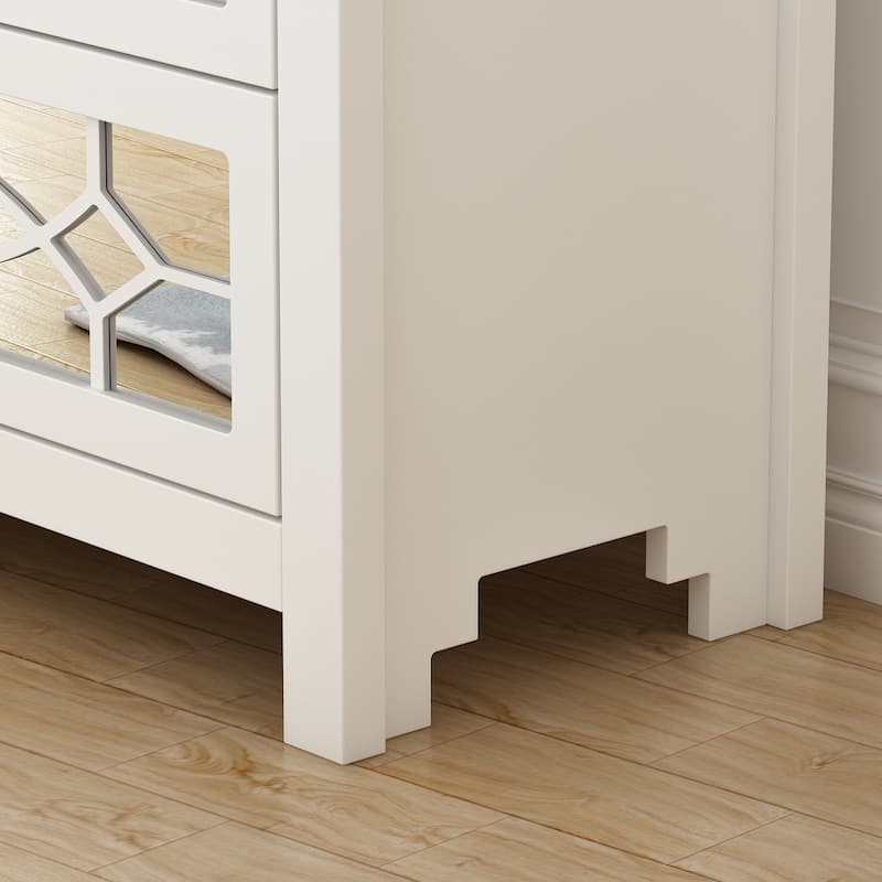 Timechee Nightstand Bedside Table Mirrored Cutout Chest Beside Table
