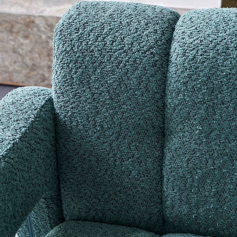 Boucle Upholstered Square Accent Chair, Ergonomic Lounge Reading Chair, Single Sofa Chair with Backrest & Armrest