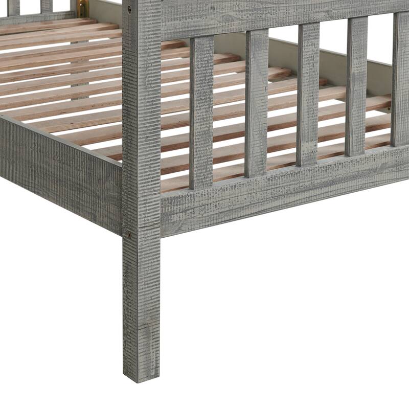 Windsor 3-Piece Wood Bedroom Set with Slat Twin Bed and 2 Nightstands