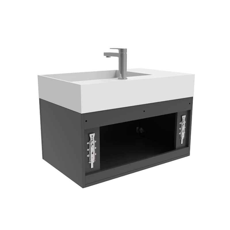 Amazon 30" Wall Mounted Bathroom Right Basin Vanity Set w/ White Top
