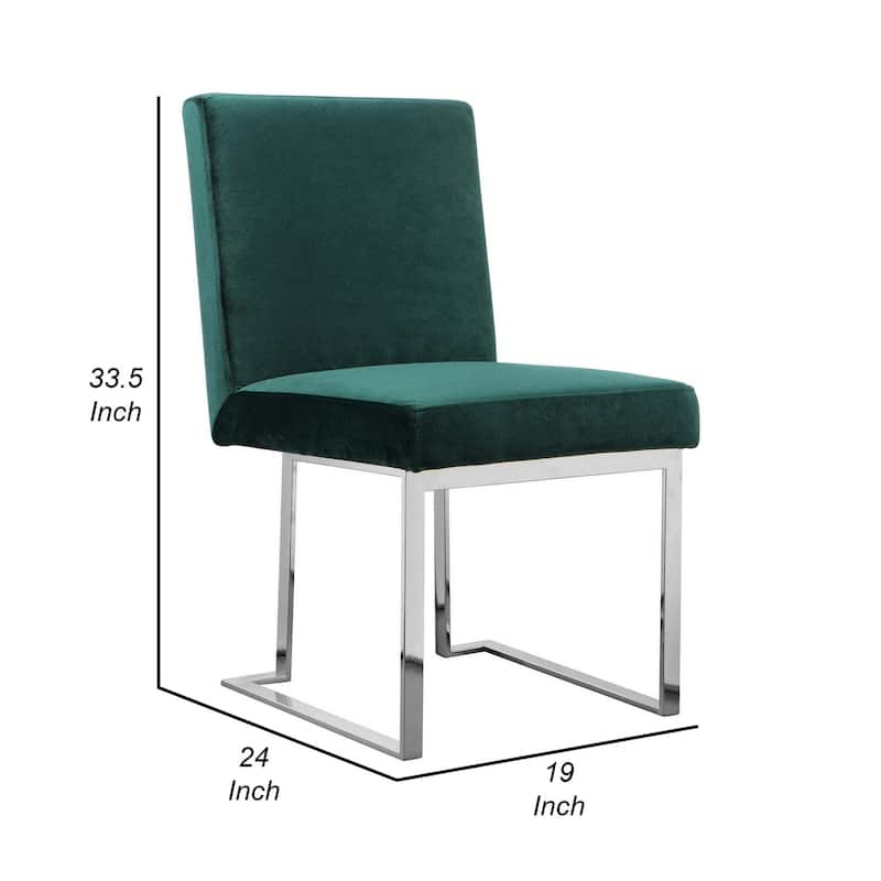 Chrome/Green Velvet Upholstered Metal Frame Dining Chair, Set of 2, Sturdy Dining Chair for Dining Rooms - 22.75
