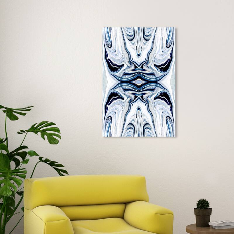 Wynwood Studio Canvas Abstract Deepest Blue White and Modern & Contemporary Wall Art Canvas Print - 30 x 20
