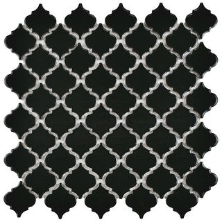 Merola Tile Hudson Tangier Glossy Black 12-3/8" x 12-3/8" Porcelain Floor and Wall Tile
