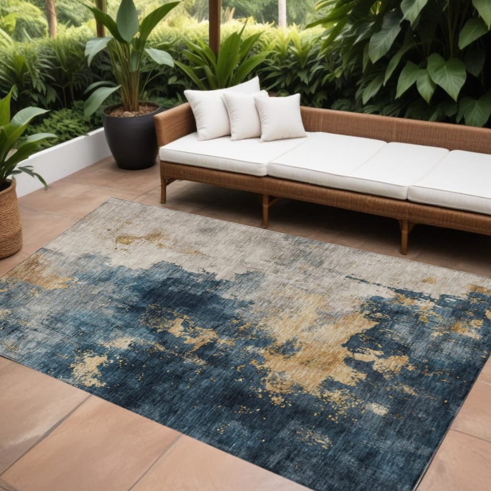 HomeRoots Abstract Transitional Rectangle Outdoor Rug