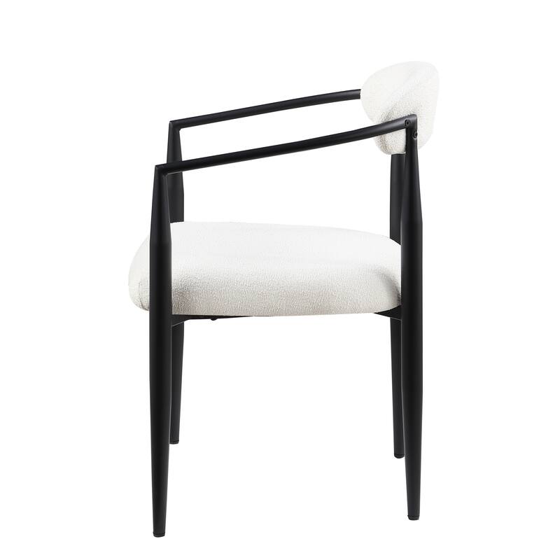 Mid-Century Modern Lambskin Dining Chairs with Toothpick Frames and Curved Backrest, for Dining Rooms and Kitchens, 2-Piece Set